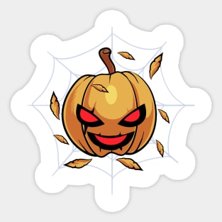 Pumpkin on spider web Sticker
